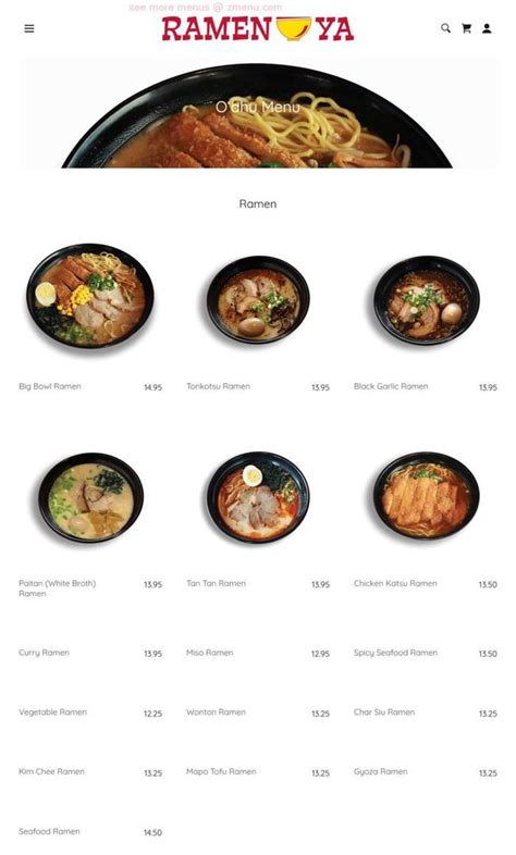 Online Menu of Ramen-Ya Restaurant, Kapolei, Hawaii, 96707 - Zmenu