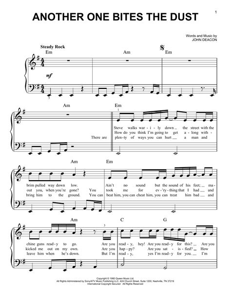 Another One Bites The Dust sheet music by Queen (Easy Piano – 167433)