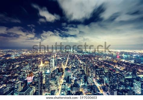 New York City Night Aerial View Stock Photo 197030603 | Shutterstock