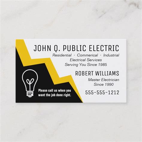 Light Bulb Lightning Bolt Electrician Electrical Business Card | Zazzle | Electricity ...