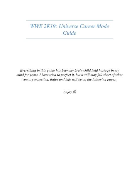 WWE 2K19 Universe Mode Help.pdf | DocDroid