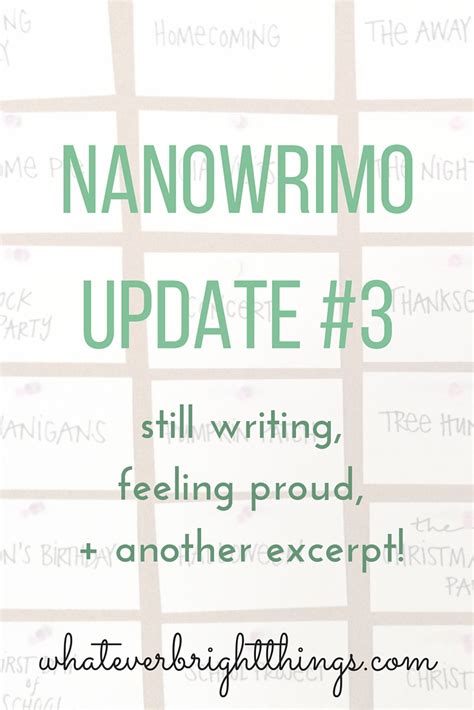 NaNoWriMo Update #3 - Whatever Bright Things