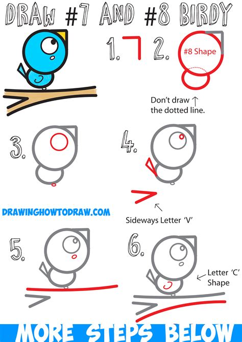 How to Draw a Bird on a Branch Easy for Kids Step by Step Drawing Tutorial with Numbers – How to ...