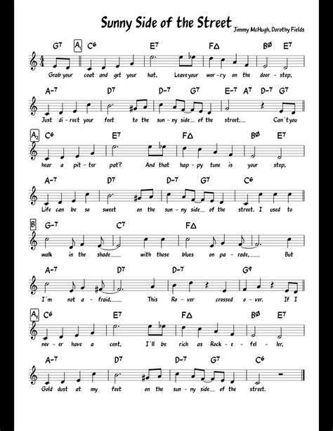 Sunny Side of the Street sheet music for Piano download free in PDF or MIDI