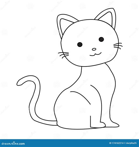 Cute Cartoon Cat Outline Vector Stock Vector - Illustration of layer, contour: 174162214