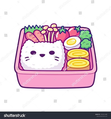 Cute Cartoon Bento Box Cat Face Stock Vector (Royalty Free) 1452521480 ...