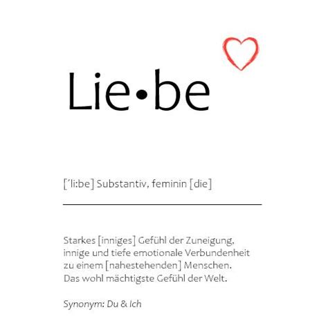 Poster mit Definition "Liebe" OHNE RAHMEN,