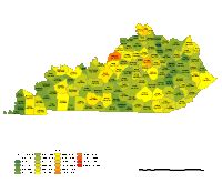 Editable Kentucky County Populations Map - Illustrator / PDF | Digital Vector Maps