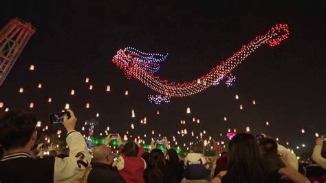 Video Drones put on dazzling dragon show in skies over China - ABC News