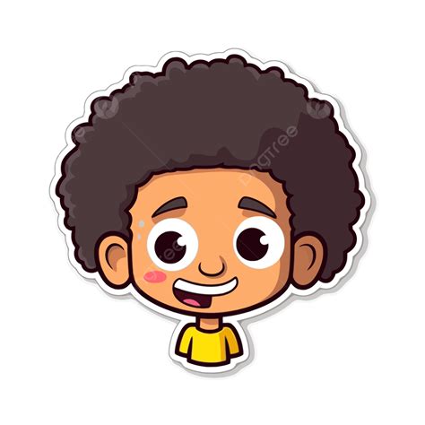 Stiker Dengan Anak Laki Laki Kulit Hitam Dengan Rambut Keriting Vektor, Afro, Stiker, Kartun PNG ...