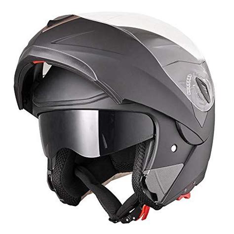 AHR Full Face Flip up Modular Motorcycle Helmet DOT Approved Dual Visor ...