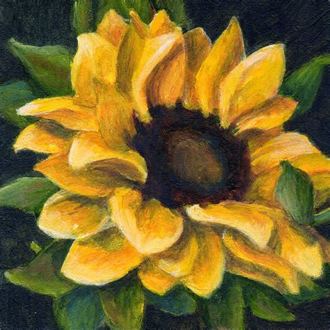 Debbie Shirley Art: It's All Right - Small Sunflower Painting Original Acrylic Small Format Art