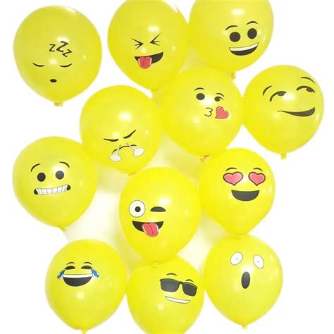 12 Inch Smiley Face Emoji Balloon 100 Pcs Happy Birthday Decoration Inflatable Balls Wedding ...