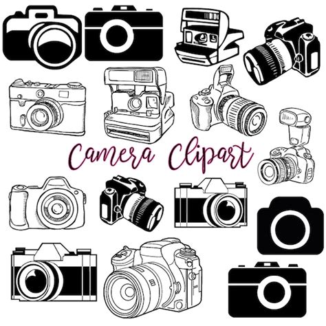 Camera Clipart Photography Clip Art Logo Elements Stamps | Etsy Canada