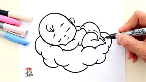 How to draw a BABY SLEEPING on Cloud | Cómo dibujar un BEBÉ durmiendo - YouTube