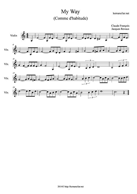 My Way Violin Sheet Music - Free Sheet Music