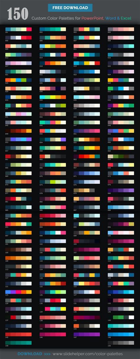 150 Custom Color Palettes for Microsoft PowerPoint, Word and Excel | Flat color palette, Office ...