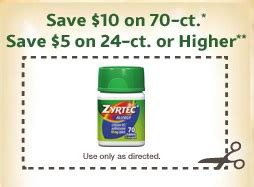 Coupon Diva Queen: $10.00/1 Zyrtec 70 ct Printable coupon