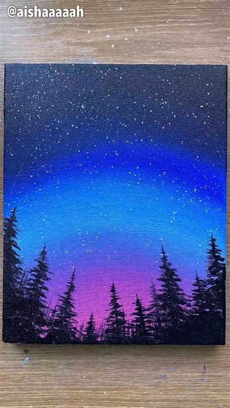 Easy Northern lights acrylic painting for beginners [Video] | Landscape art painting, Diy canvas ...