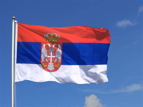 Large Flag Serbia with crest - 5x8 ft - Royal-Flags