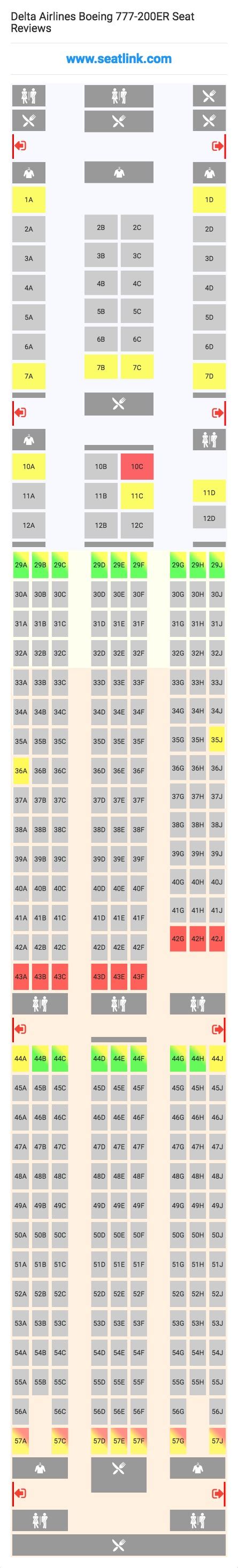 Delta Airlines Boeing 777-200ER Seating Chart - Updated July 2022 ...