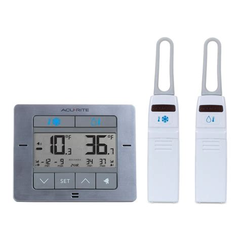 AcuRite 00515M Refrigerator Thermometer with 2 Wireless Temperature Sensors & Customizable ...