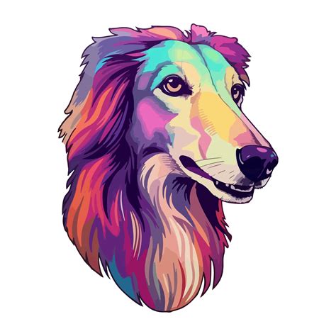 Colorful Borzoi Dog, Borzoi Portrait, Dog Sticker Clip art, Dog Lover design, . 24241069 PNG