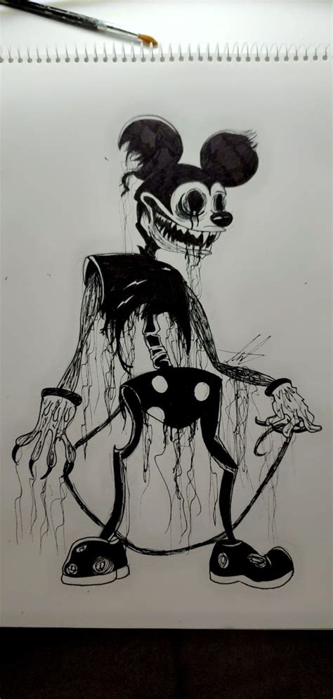 Creepy Mickey Mouse Fan Art | Creepy drawings, Scary art, Horror art