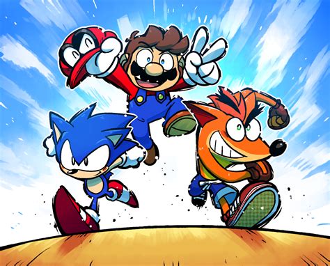 Mario, Crash and Sonic! | Crash bandicoot characters, Crash bandicoot, Bandicoot