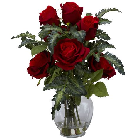 Shop Rose/ Fern Silk Flower Arrangement - Free Shipping Today - Overstock - 6264531