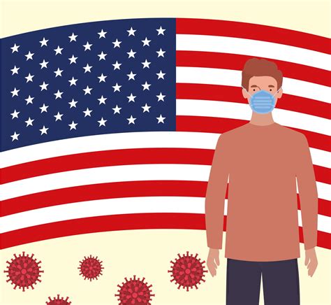 Coronavirus banner with man and usa flag vector design 2101395 Vector ...