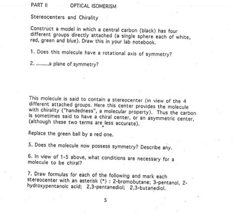 Solved PART OPTICAL ISOMERISM Stereocenters and Chirality | Chegg.com