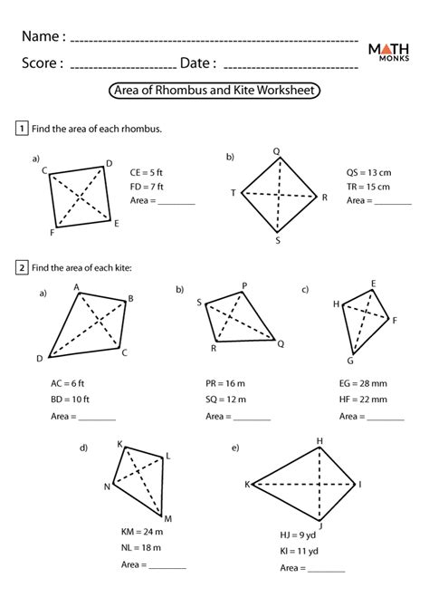 Rhombus Worksheets - Math Monks