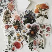 Vintage Natural Stickers, Pretty Floral Decorative Retro Decals, Living Room Decor, Bedroom ...