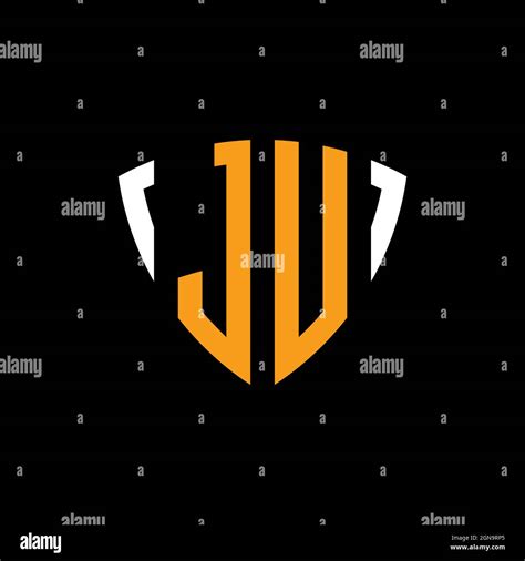 JU logo with shield white orange shape design template isolated on black background Stock Vector ...