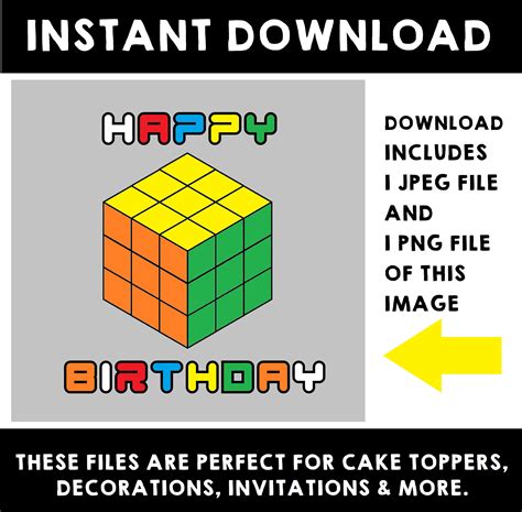 DIGITAL Instant Download Rubiks Cube Birthday Party PNG and - Etsy