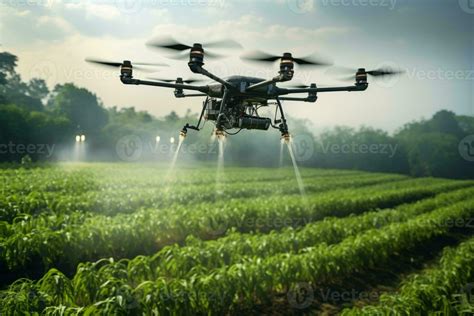 Commercial drone spraying pesticide on plantation field AI generated ...