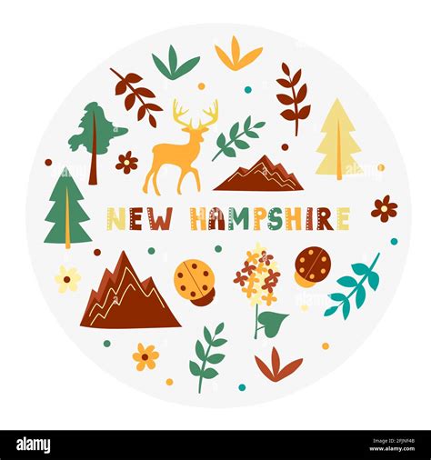 USA collection. Vector illustration of New Hampshire theme. State Symbols Stock Vector Image ...