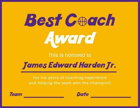 How to design a Best Coach Award Certificate, click for more! | Coach ...