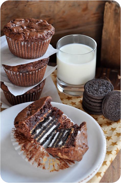 Peanut Butter & Oreo Stuffed Brownie Cupcakes