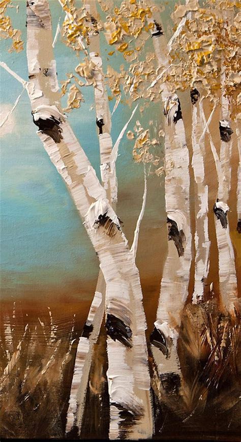 Birch Trees Painting by Osnat Acrylic Painting Palette | Etsy ...