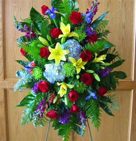 primary colors | Casket flowers, Funeral flower arrangements, Fresh flowers arrangements