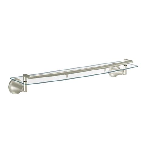 Moen Icon Brushed Nickel 1-Tier Glass Wall Mount Bathroom Shelf in the ...