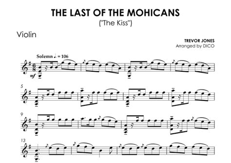 Last Of The Mohicans (main Theme) (arr. Dico) von Trevor Jones Noten zum Violine solo bei Sheet ...