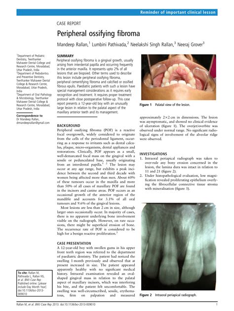 (PDF) Peripheral ossifying fibroma