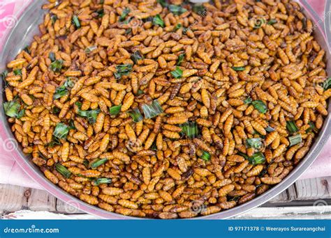 Thailand Fried Insects Placed on the Market. Stock Photo - Image of cuisine, edible: 97171378