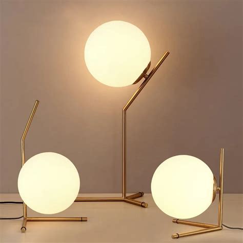 Modern Table Lamps Glass LED Desk Lamps Shade Globe Ball Bedside Lamp ...