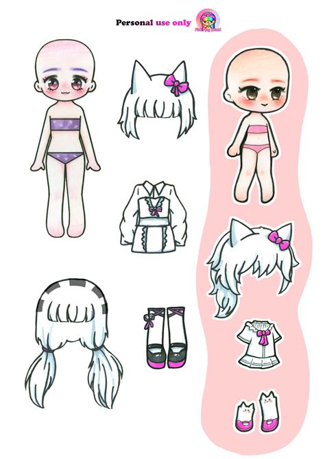 Banbaleena Human / Pink Ping Drawings / DIY Paper dolls Printables | Paper doll template, Paper ...