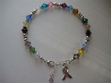 Swarovski Crystal/Sterling Silver All Cancer Awareness Bracelet