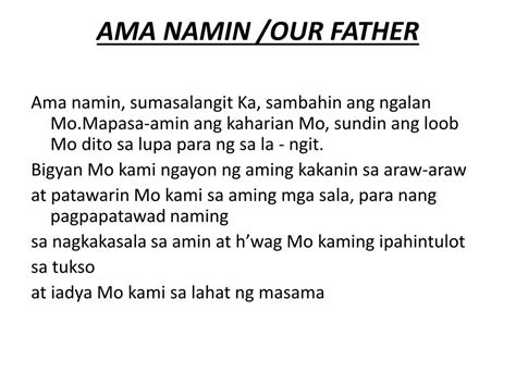 Our Father Prayer Tagalog